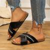 Sandals 2025 Summer European and American New Flat-bottomed Casual Cross-zipper Decorative Men's and Women's Flat-bottomed Slippers