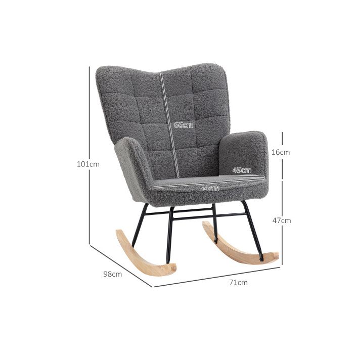 Fauteuil à bascule - MUVOE - Gris foncé - Rembourré - Accoudoirs - Capacité 120 kg
