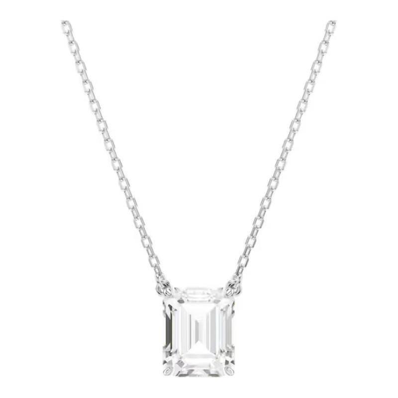 Swarovski Stilla Octagon Pendant Synthetic Cubic Zirconia Necklace Women s White 5693405 серебряный