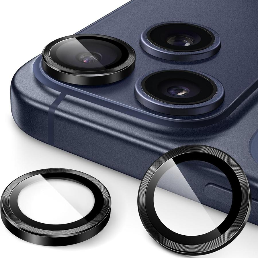 3pcs Black Camera Lens Protector for iPhone 17 Pro/ 17 Pro Max / 17/ 17 Air 9H Tempered Glass Metal Ring Cover