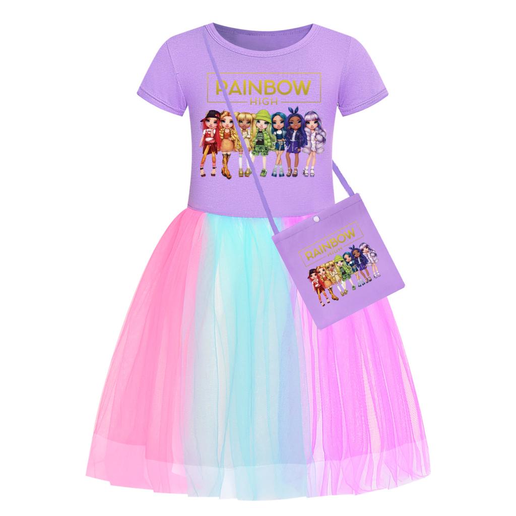 Casual Star Rainbow Lace Dress Casual Girl Comfort Dresses Girls