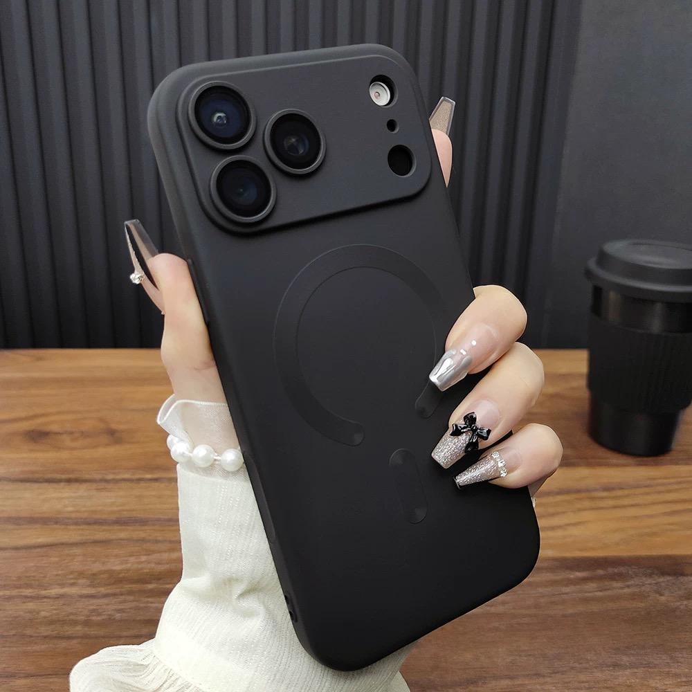  For Magsafe Magnetic Charging Case For iPhone Air 17 16 15 14 13 12 11 Pro Max Plus Glass Lens Protection Frosted Cover