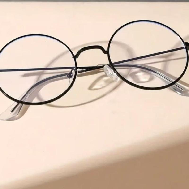 Vintage Round Metal Frame Decorative Glasses Lightweight Plain Eyewear Fashion Glasses Unisex