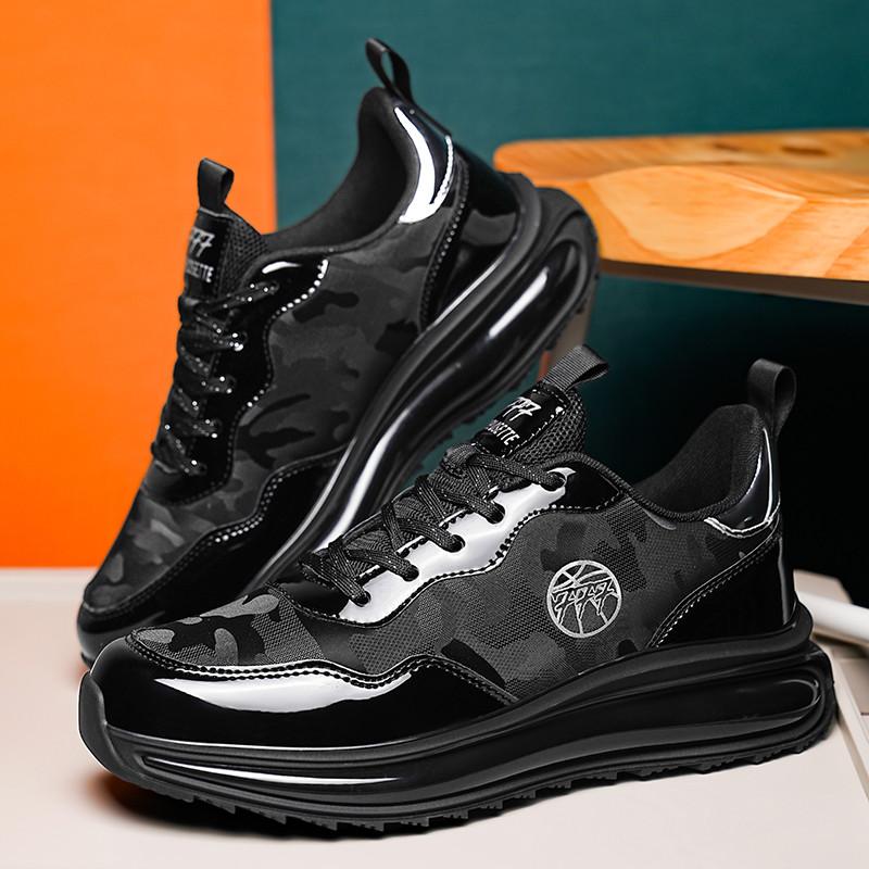 Air Cushion Men Running Shoes Breathable Black Sports Shoes Women Athletic Training Shoes Men Platform Leather Casual Sneakers