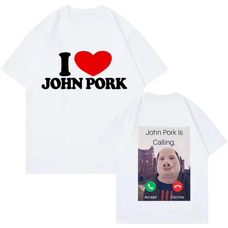 Funny Men Women Pig Tees Tops John Pork Is Calling Answer Call Phone Shirt Tshirt 90s Gothic Hip Hop T-shirt Streetwear Clothes