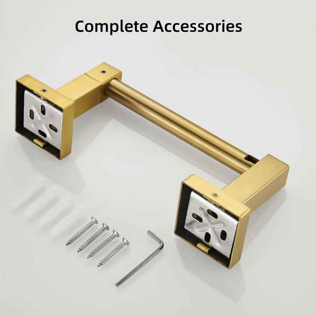 Toilet Paper Holder,Stainless Steel Double Post Pivoting Toilet Paper Holder,Adjustable Change The Rolls Tissue Holder for Bathroom,Brushed Gold