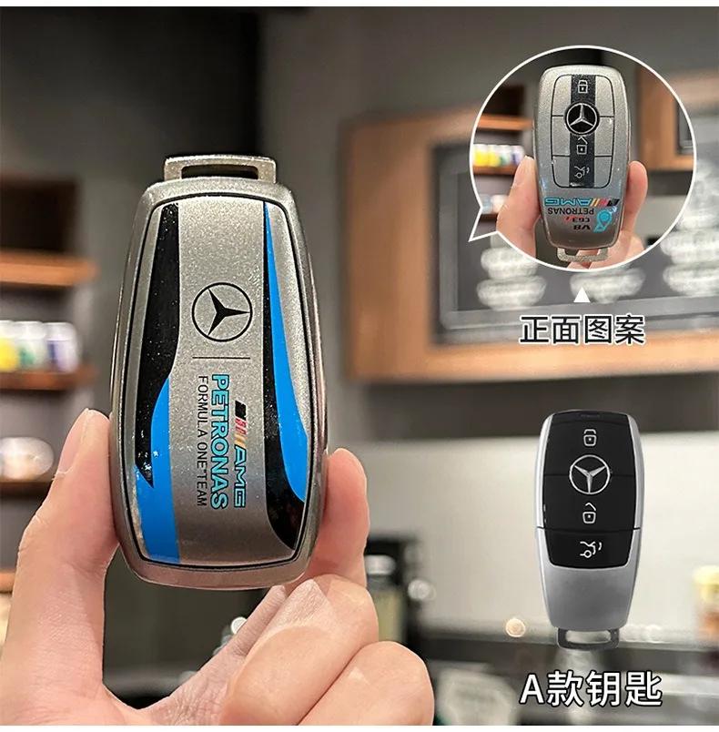 Grey TPU Car Remote Key Case Cover Shell Bag For Mercedes Benz A C E S G Class GLC CLE CLA GLB GLS W177 W205 W213 W222 X167 AMG RW7
