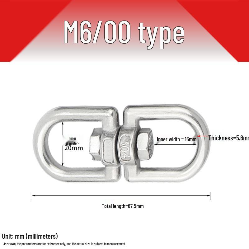 304 Stainless Steel Swivel Chain Shackle for Dog Chains and Connectors (M4, M5, M6, M8).