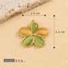 18K Gold Plated Cat's Eye Pendant: Colorful Flower DIY Stainless Steel Jewelry Charm