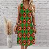 Plus Size V Neck Sleeveless Dress Far Mountain Cloud Ink Print For Wetland Park Tour