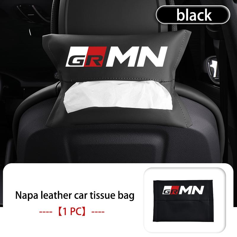 For Toyota Car Tissue Box Leather Seat Back Hanging Tissue Bag Storage Accessories GR Sport Yaris Chr Auris Rav4 Prius Prado