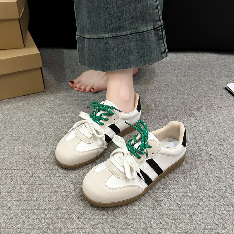 Fashion Girls Solid Color Slip-On Leather Sports 2024 New Fashion Lightweight Breathable Sports Running Shoes