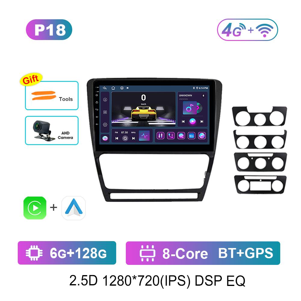 Car Video Multimedia Player GPS for Skoda Octavia 2 A5 2004 - 2013 Carplay WiFi Android Intelligent System 4G HD Touch Screen
