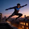 Costume Cosplay di Nightwing dei Titani in Tessuto Misto Cotone per Role Play Anime