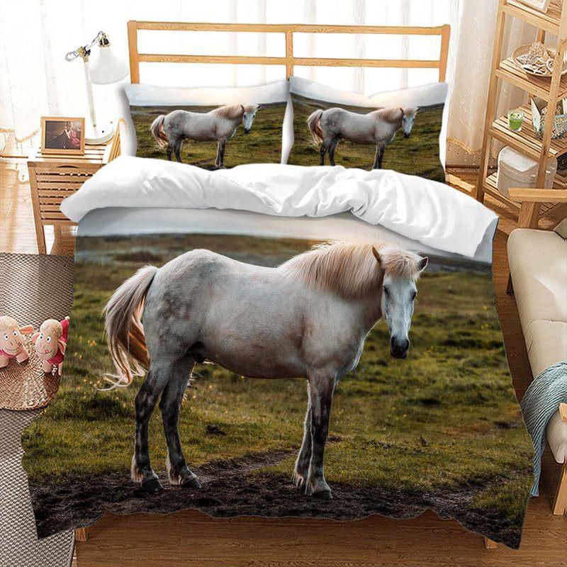 Blue Sky Silver Aircraft Three-Piece Quilt Cover Digital Printing Bedding Set Bed Cover