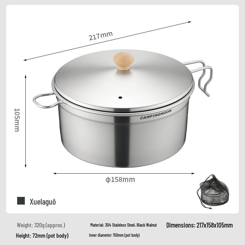 Koman S371 Stainless Steel Stew Pot with Steamer Basket for Cooking & Steaming, Portable for Camping & Noodles