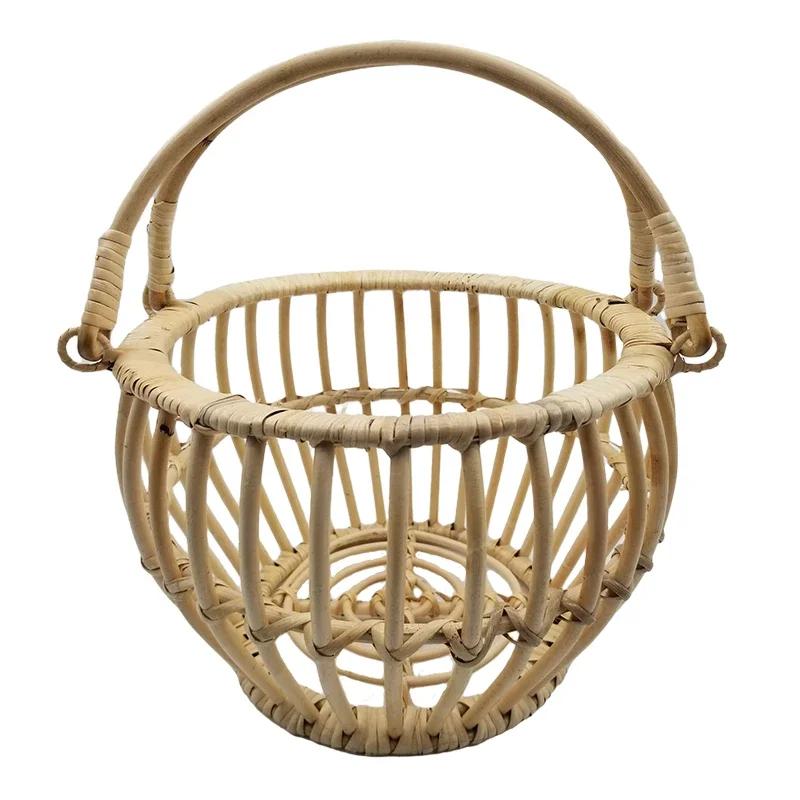 Newborn Photography Props Retro Rattan Basket Chair Infant Photo Baby Girl Boy Posing Bed Background Photography Accessor