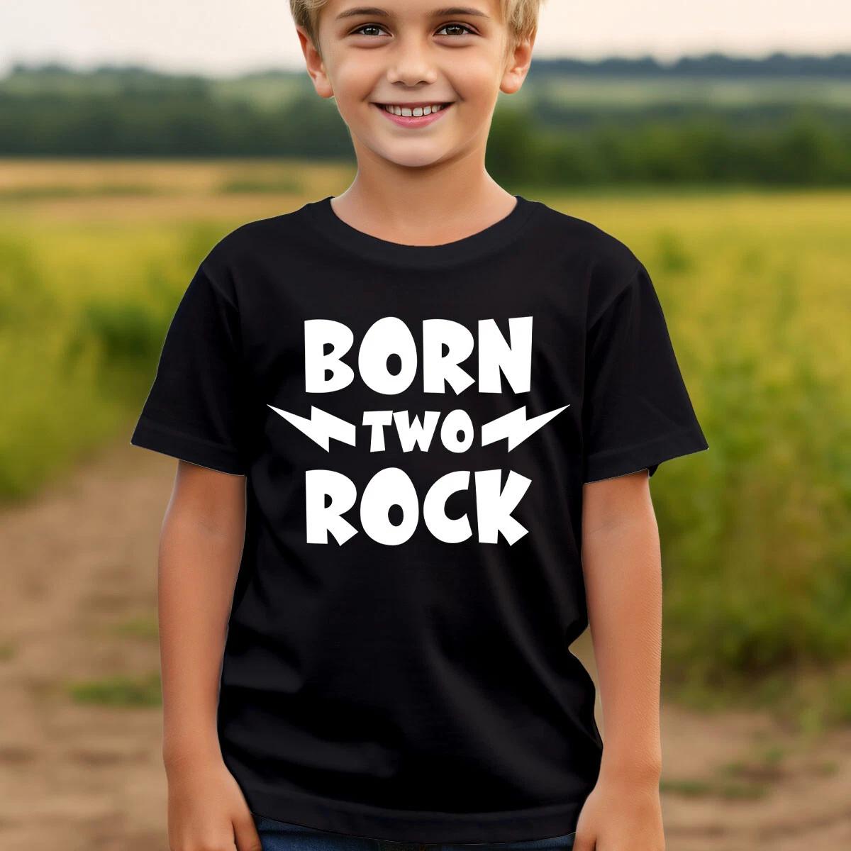 Rock Themed 2nd Birthday T-Shirt for Toddlers Bold Lightning Bolt Design #T490 120