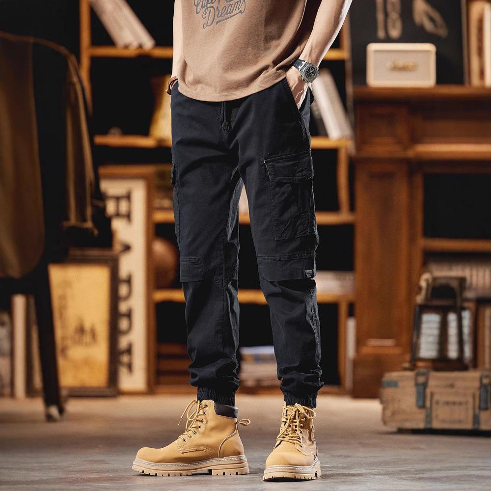 Men's pants new trendy cargo pants, wide-cut long pants, multi-pocket jogger pants, loose casual pants, high street