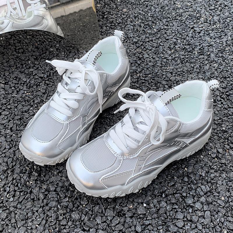 

2025 new summer single mesh breathable thin little white shoes casual sports shoes versatile shoes 40 серебряный