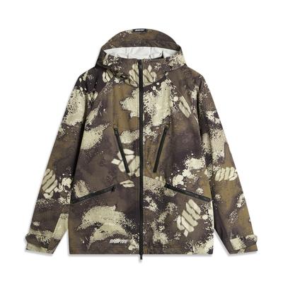 Li Ning Basketball Series Water-Resistant Lettered Hooded Long Sleeve Windbreaker Men Outerwear Camouflage AFDU505-4