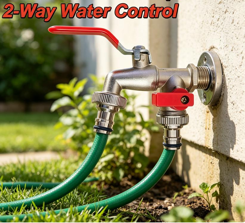 Brass Dual Outlet Faucet 1/2'' Threaded Connection Multifunctional Durable for School Dormitory Sink Use