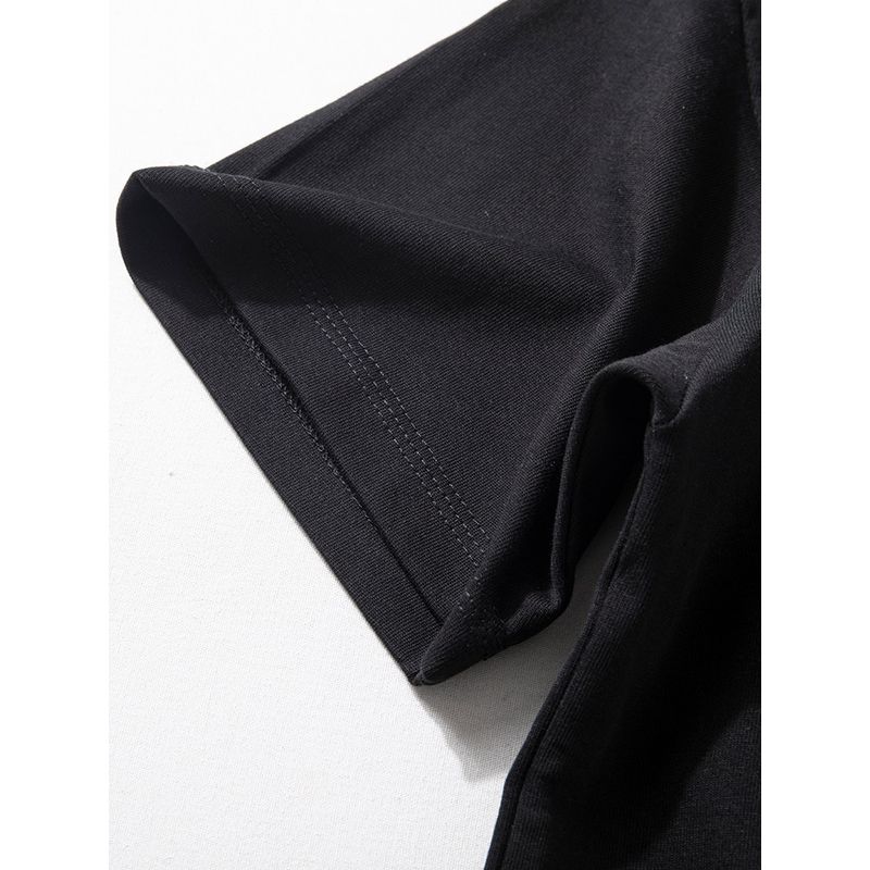 American-Style 300g Heavyweight Short-Sleeve T-Shirt for Men, Summer Casual Solid Color Versatile Top, Stylish Henley Collar Pure Cotton Half-Sleeve