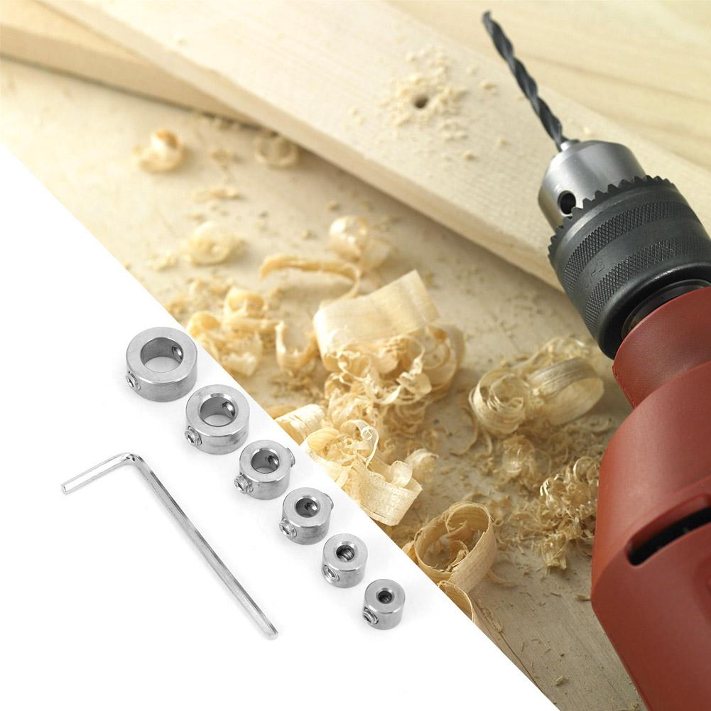 6pcs 310mm Stainless Steel Drill Depth Stop Bit Collar Set Drilling Limit Ring