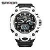 SANDA Women's Trendy LED Dual Display Waterproof Watch with Hourly Chime