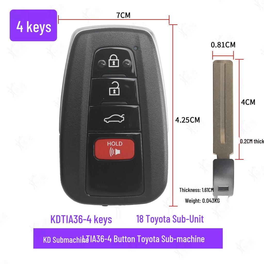 KD TIA36-4 Button Smart Card Key for New Toyota Models 8A 4D Remote Control X3