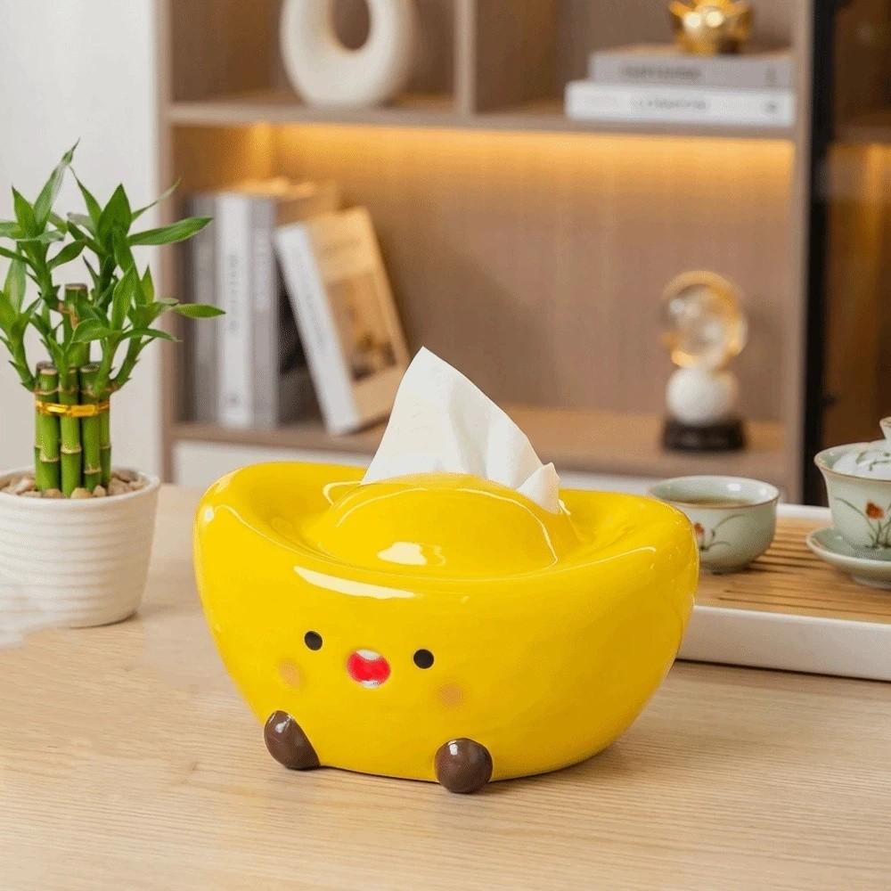 Ceramic Ceramic Ingot Tissue Box Reusable Paper Towel Dispenser Desktop Decoration