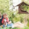 1 Set Wood Bird Feeder Exquisite Strong Construction Wood Assembled House Shape Bird Fruit Feeder for Garden