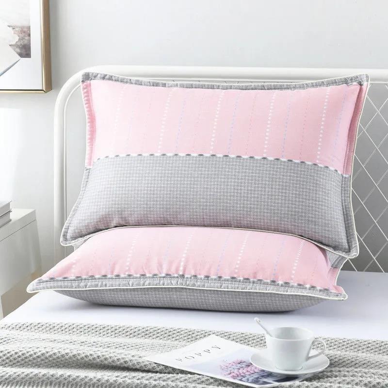 Two-pack Cotton Pillowcase Bedroom Bedding Double Single Pillow Core Cover 48*74cm