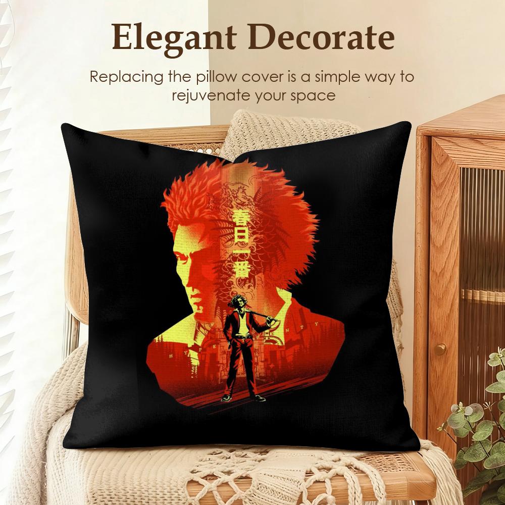 Yakuza LLike a Dragon Cushion Cover Natural Linen Organic Fabric DoubleSided Printing Sofa Home Decor Gift Pillow Case