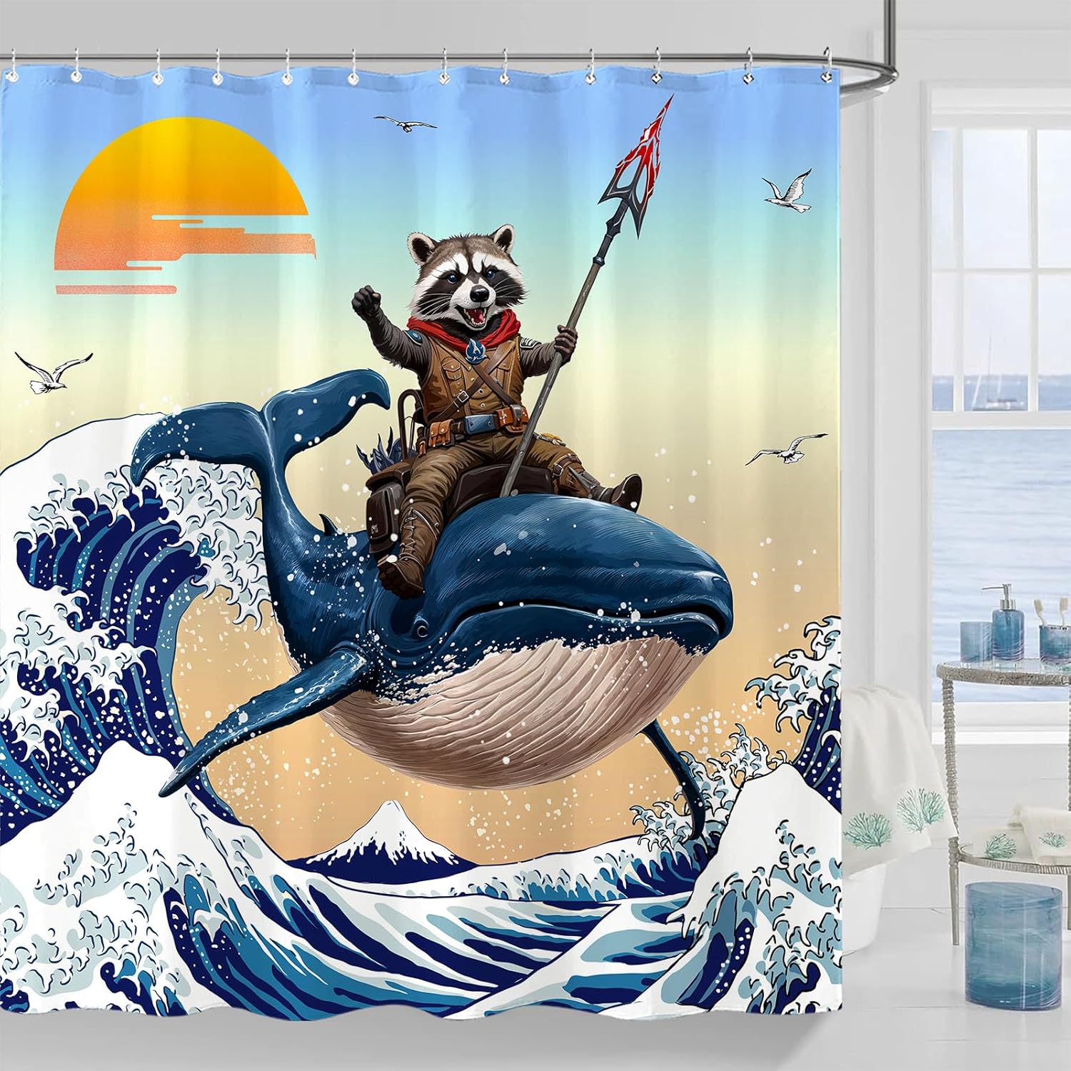 

Cute Cat Shower Curtain Funny Fun Cool Cats Monet Shower Curtains For Bathroom Water Lilies Waterproof Fabric Bath Curtain Decor W60H190(CM)-1 Pcs