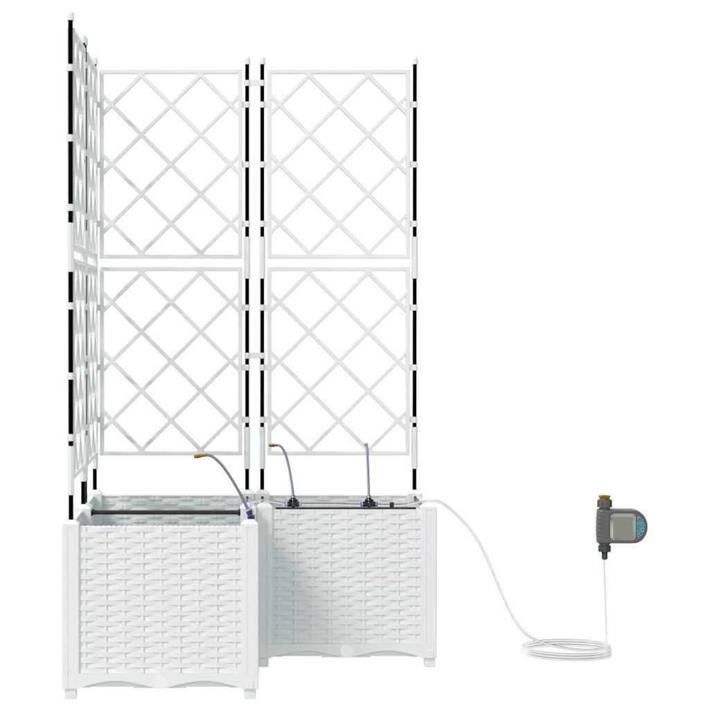 Garden Planter Set 3 Pcs White 80 X 80 X 142 Cm Plastic