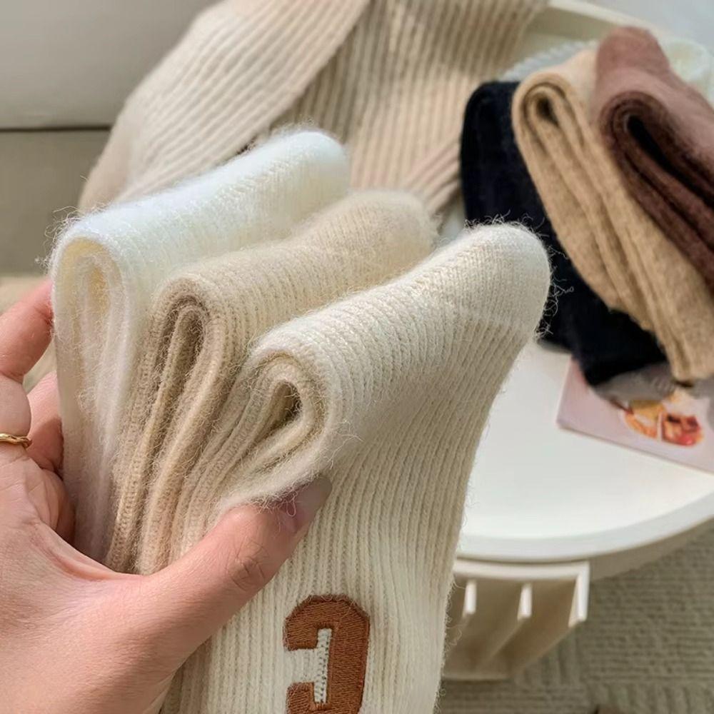 Polyester Wool Snow Boot Socks Solid Color Winter Warm Thick Socks Fashion Women Wool Socks  Women