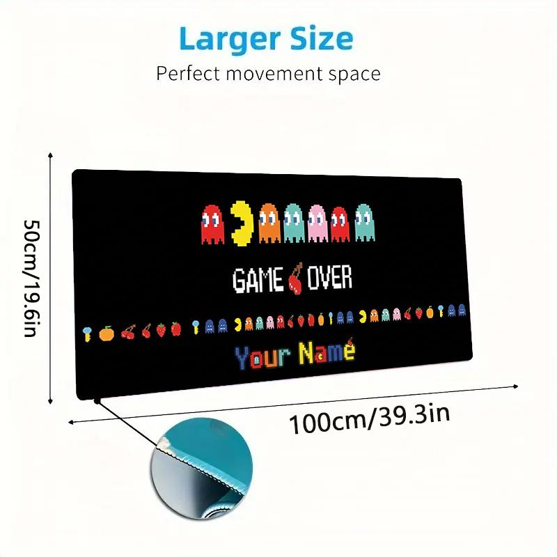 Pacman Custom Name Large Size Mouse Pad Large Gaming Table Cushion Non-slip Laptop Tablet Big Mousepad XXL Mat Mini PC Playmat With Lock Edge
