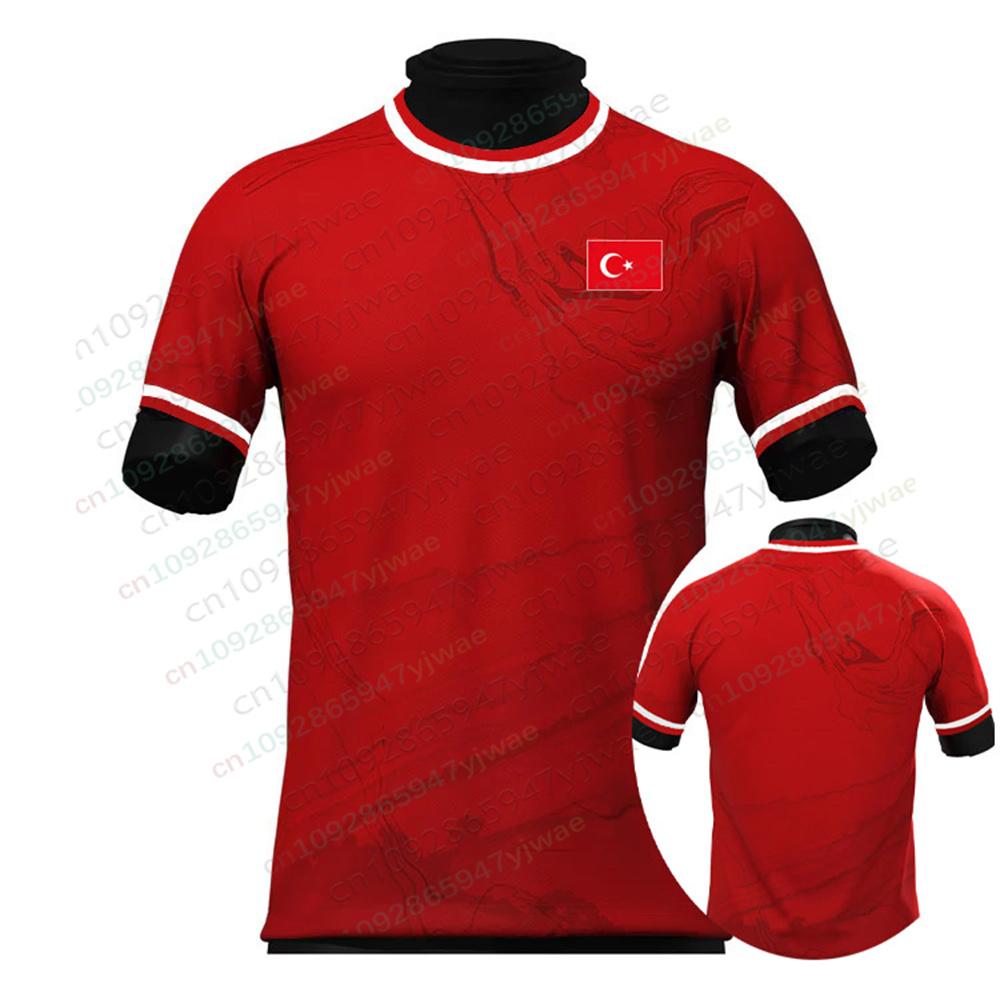 Maglietta da calcio Heritage Turchia Rossa Stampa 3D Manica Corta Leggera Traspirante Asciugatura Rapida T-shirt Estiva da Uomo