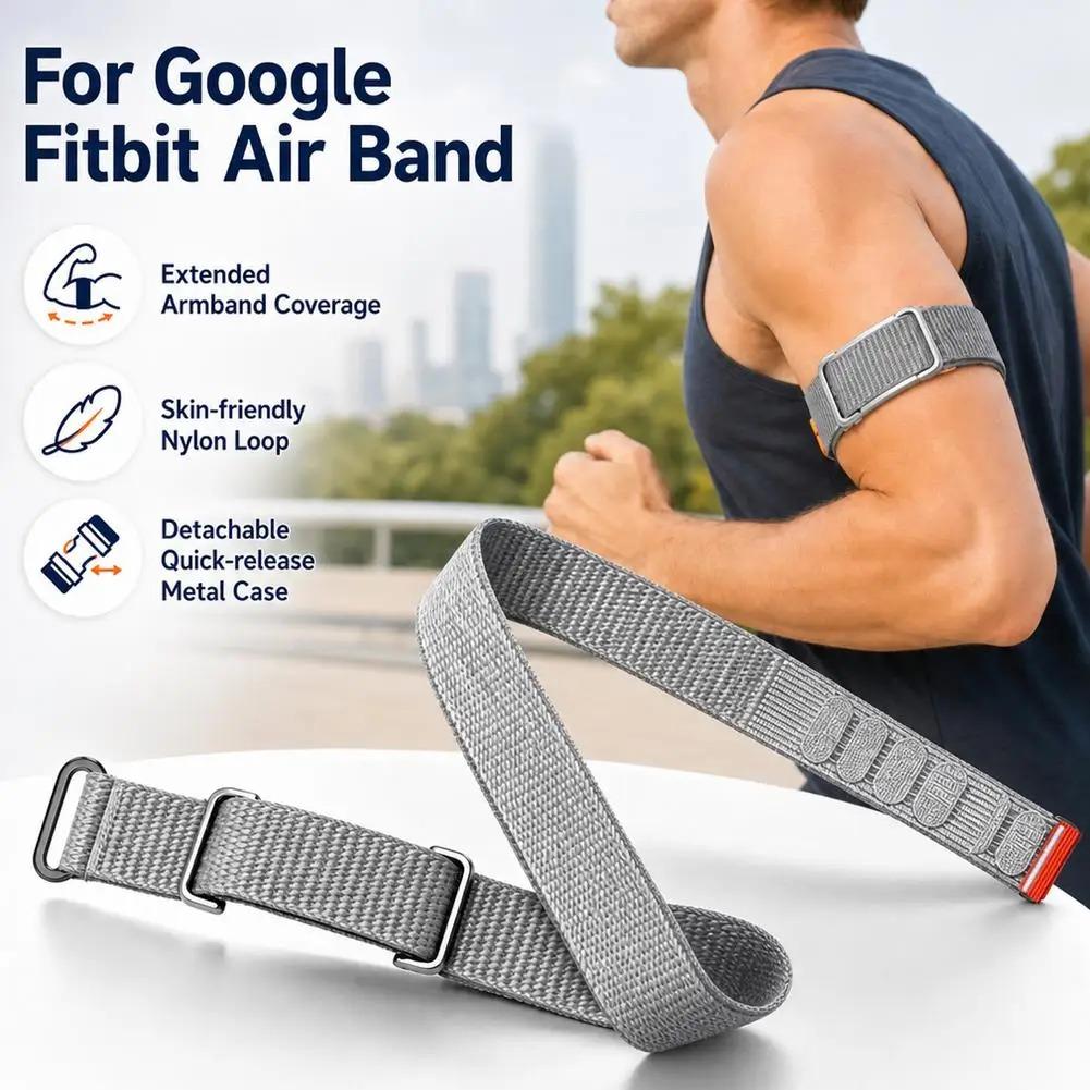 Sports Nylon Woven Upper Arm Band For Google Fitbit Air Biceps Strap ArmBand Metal Case Replacement Bands Accessories 6