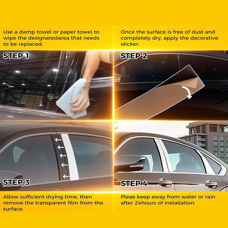 6pcs/set Chrome Car B C Pillar Posts Door Window Trim Cover For Chevrolet Malibu 2016 2017 2018 2019 2020 2021-2024 Column Stickers