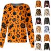 Women's Halloween Print Casual Long Sleeve Single Breasted Caregiver Cardigan Top Lightweight Button Up Shirt for Work or Daily Wear