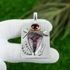 Jubiläumsgeschenk für sie Natur-Rhodonit-Edelstein-Anhänger 925 Sterlingsilber
