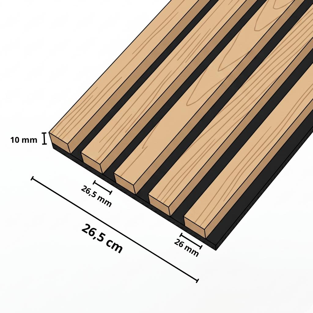 Acoustic Wall Panel Mebano PRO Grandson Oak with Black HDF Backing 2x 26.5x240 Cm