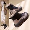 Front zipper thick-soled Martin boots 2025 winter snow cotton boots women's velvet warm new short boots high-top shoes HY-619