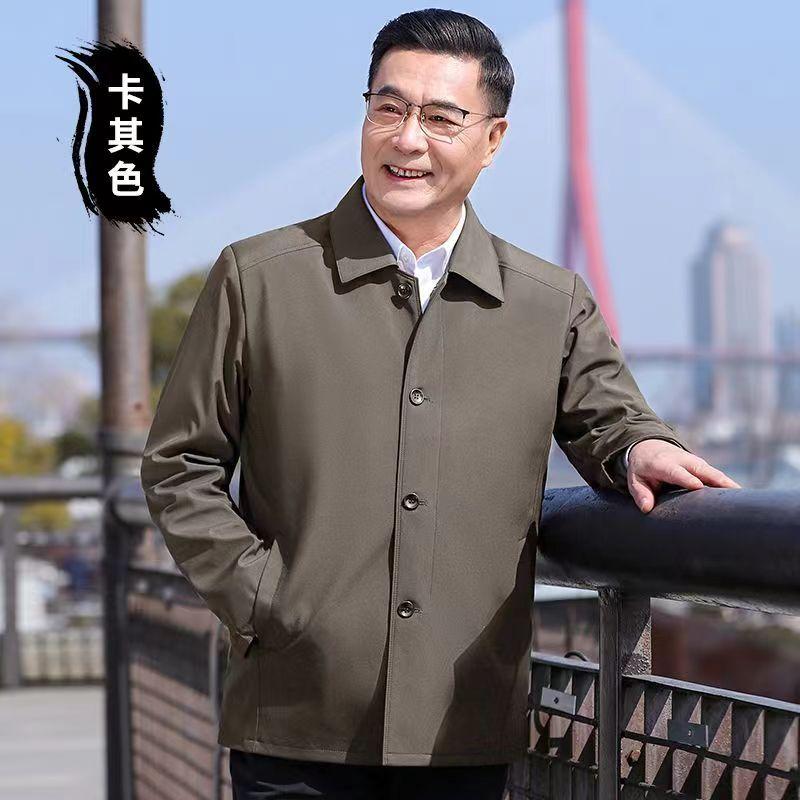 New Middle-aged Dad Men's Casual Jacket Spring and Autumn Middle-aged and Elderly Grandpa Coat Old Man Thin Lapel Top