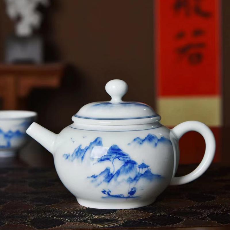 Chiński Jingdezhen Vintage Porcelanowy Ceramiczny Czajniczek z Zaparzaczem, Jaśminowy Oolong Kwiatowy, Ceremonia Herbaty Te Guan Yin