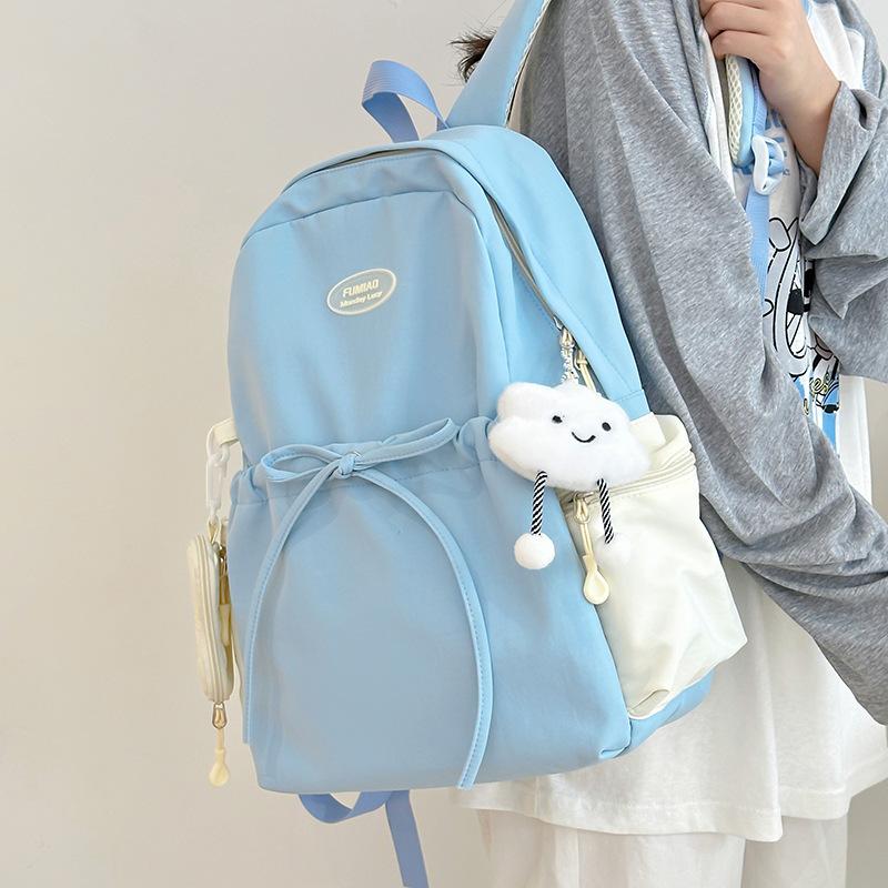 Girls Backpack College Student Versatile Campus Style Double Shoulder Bag Travel Pack Durable Lightweight Fashionable Backpack