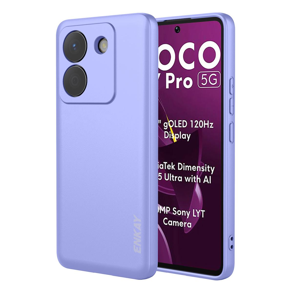 

For Xiaomi Poco M7 Pro 5G Silicone Case ENKAY HAT PRINCE Straight Edge Cell Phone Back Cover Purple
