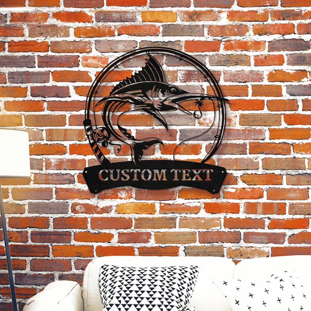 Custom Metal Marlin Wall Art Sign for Fishermen Home Garden Gift